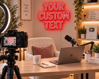 Custom Podcast Neon Sign, Personalized Studio Logo LED Light, YouTube Streaming Background, Content Creator Wall Decor, Podcast Host Gift
