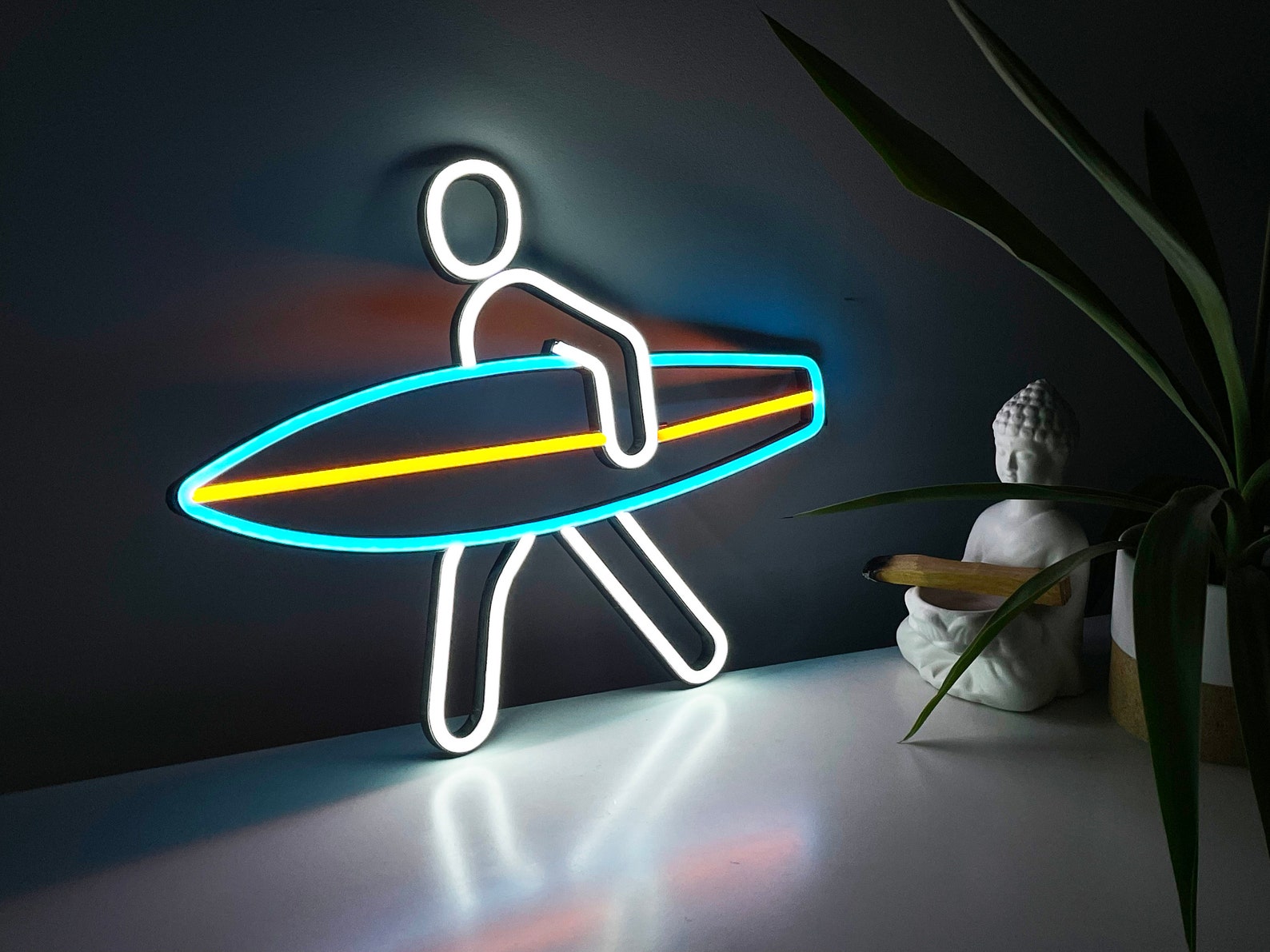 Surf Neon Sign Sea Led Ocean Art Light Sign Led Logo Wave Wall Etsy