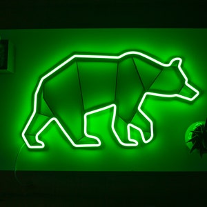 grizzly bear Neon Sign, bear wall art,  Art Sign Led Logo, beer Wall Decor, Custom Neon Sign Party Room Decoration, bear gift