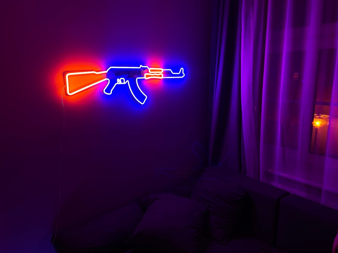 Gun Led Neon Signs AK 47 Gift Pistol LED Neon Lights Gun Wall Etsy India