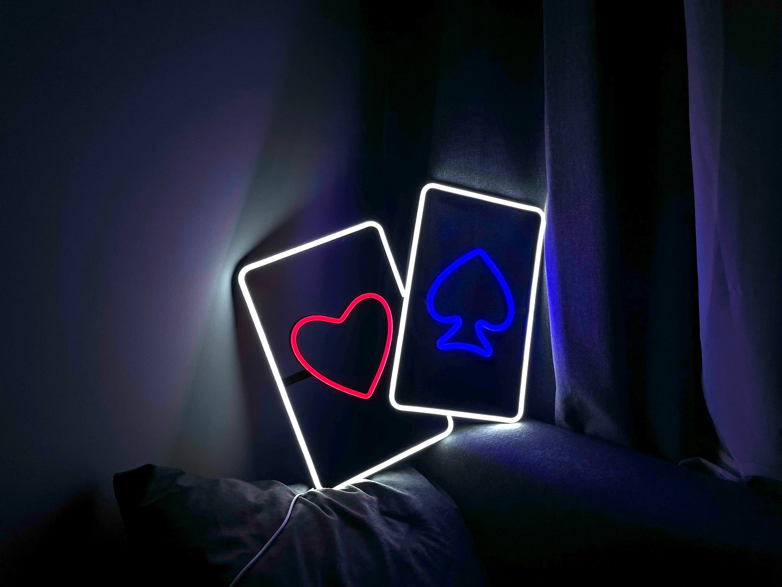 Poker Neon Wall Decor Playing Card Neon Sign Poker Wall - Etsy