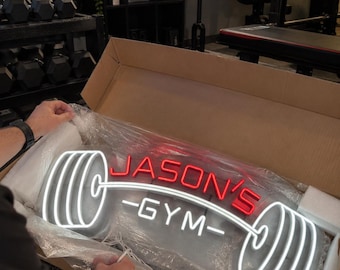 Retirement Gift for Him, Custom Gym Neon Sign, Personalized Home Gym Name Light, Retired Dad or Husband Gift, Fitness Room Wall Decor