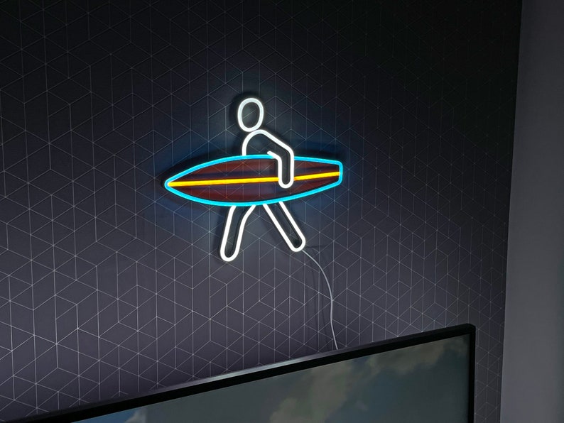 Surf Neon Sign Sea Led Ocean Art Light Sign Led Logo Wave Wall Etsy