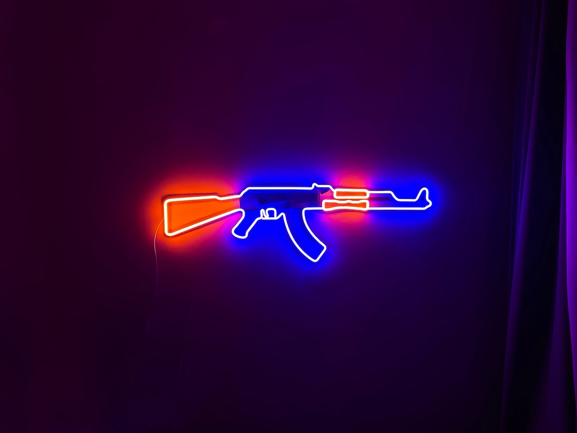 Gun Led Neon Signs AK 47 Gift Pistol LED Neon Lights Gun Wall Etsy India