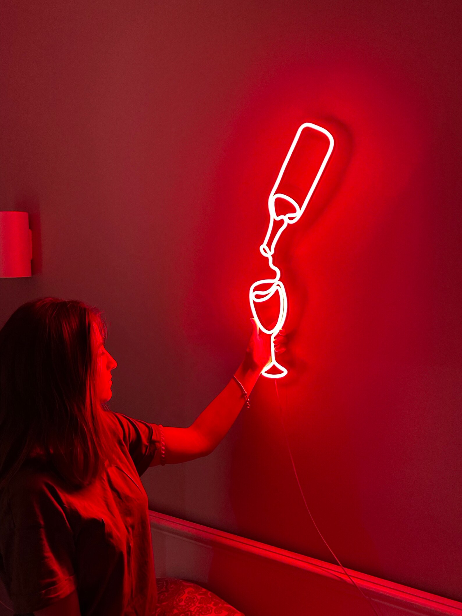 Wine Lover Art Wine Neon Sign Wine Glass Wall Decor Wine Etsy