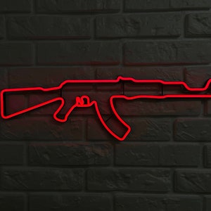 Gun Led Neon Signs AK 47 Gift Pistol LED Neon Lights Gun Wall Art Décor ...