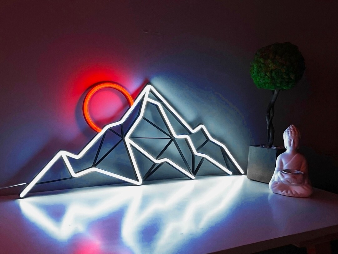 Mountain Neon Wall Art Landscape Neon Sign Neon Art, Mountain Art Light