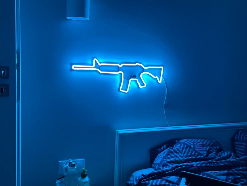 Gun Neon Wall Decor Sign AR 15 Pistol LED Neon Lights Gun Wall Etsy