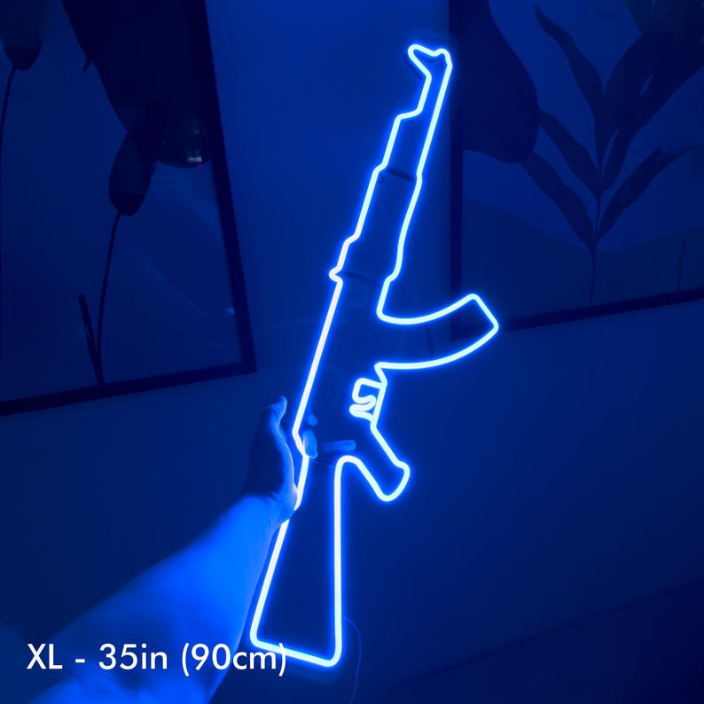 Gun Led Neon Signs AK 47 Gift Pistol LED Neon Lights Gun Wall Art Décor ...