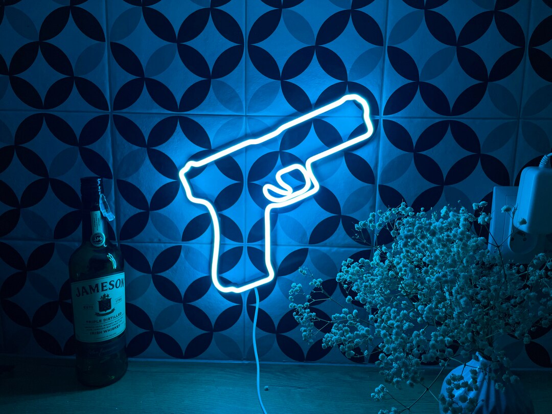 Gun Led Neon Signs Glock Gift Pistol LED Neon Lights Gun Wall Etsy