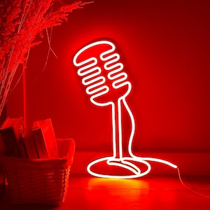 mic microphone art, music Neon Sign, microphone Art, music room decor, mic Wall Decor, music Led neon, music gift, mic gift