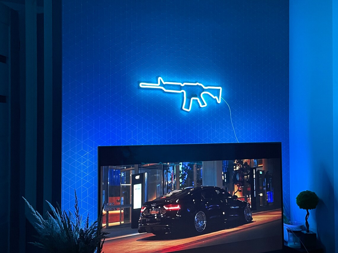 Gun Neon Wall Decor Sign AR 15 Pistol LED Neon Lights Gun Wall Etsy