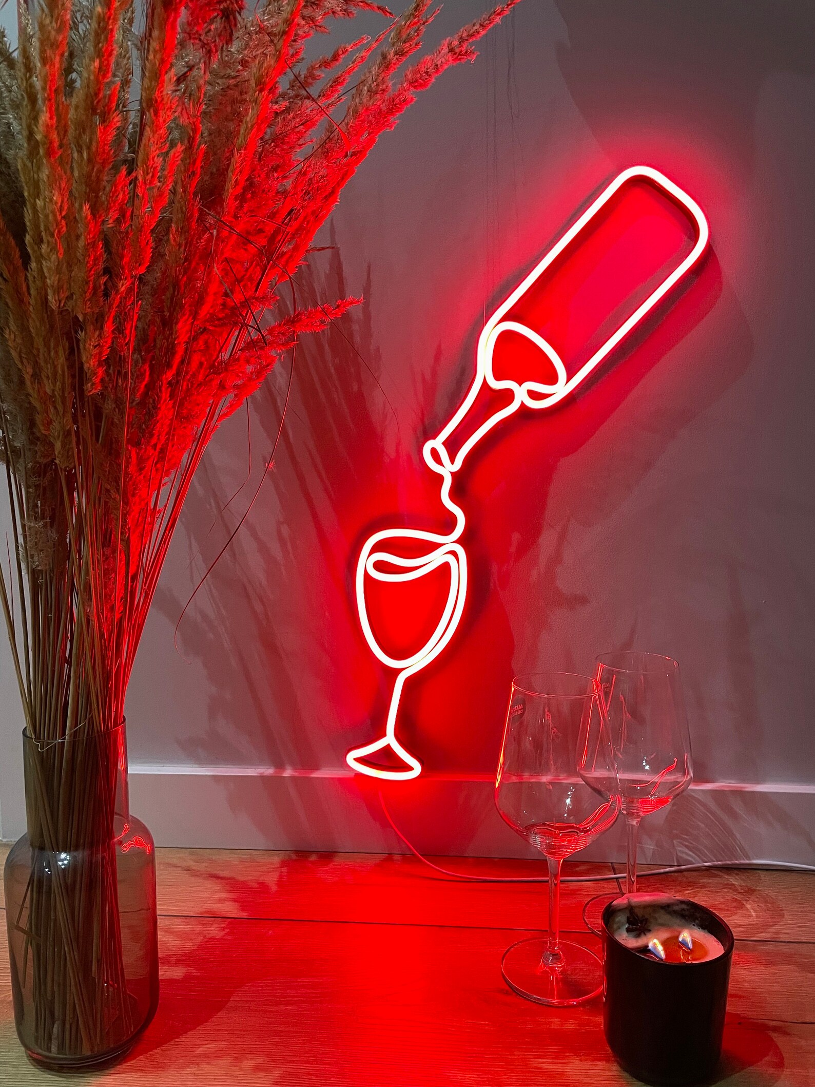 Wine Lover Art Wine Neon Sign Wine Glass Wall Decor Wine Etsy