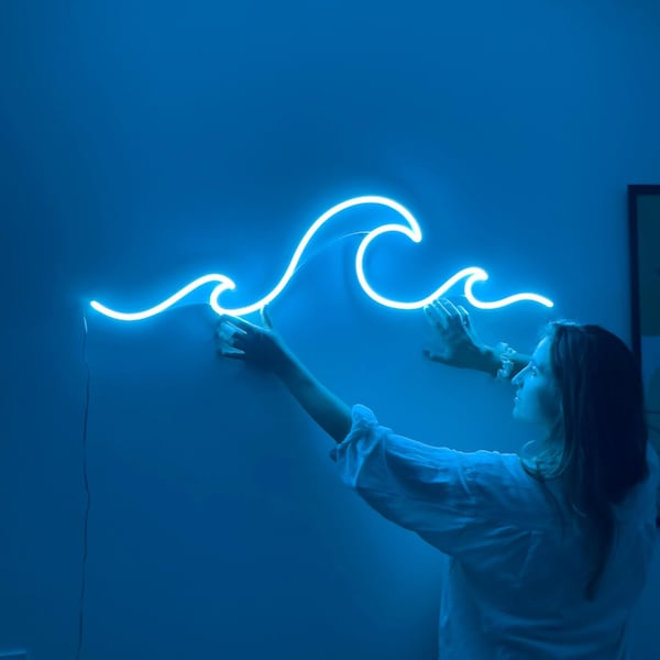 Ocean Wave Neon Sign: LED Wall Decor, Custom Light
