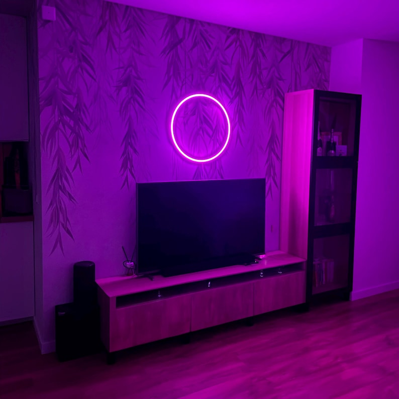 RGB Color Changing Neon Sign: Zen Circle Enso Wall Decor - Etsy