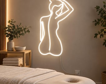 Woman Body Neon Sign, Massage Room Wall Decor, Spa & Wellness Studio LED Light, Relaxing Treatment Room Art, Massage Therapist Gift