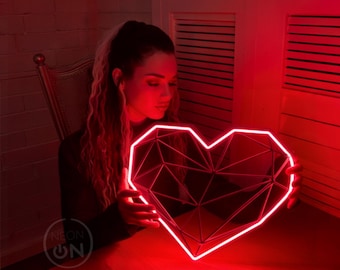 Enseigne néon LED personnalisée en forme de coeur : RVB changeant de couleur, décoration murale