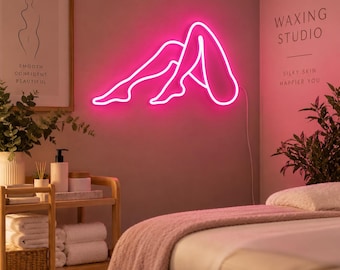 Legs Neon Sign, Waxing Studio Wall Decor, Laser Hair Removal Salon LED Light, Esthetician Room Accent, Beauty Salon Gift for Owner
