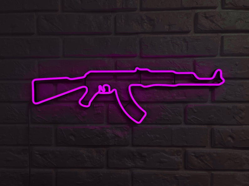 Gun Led Neon Signs AK 47 Gift Pistol LED Neon Lights Gun Wall Etsy Canada