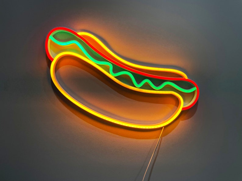 Hot Dog Neon Bar Decor Hot Dog Neon Sign Bar Wall Decor Pub - Etsy