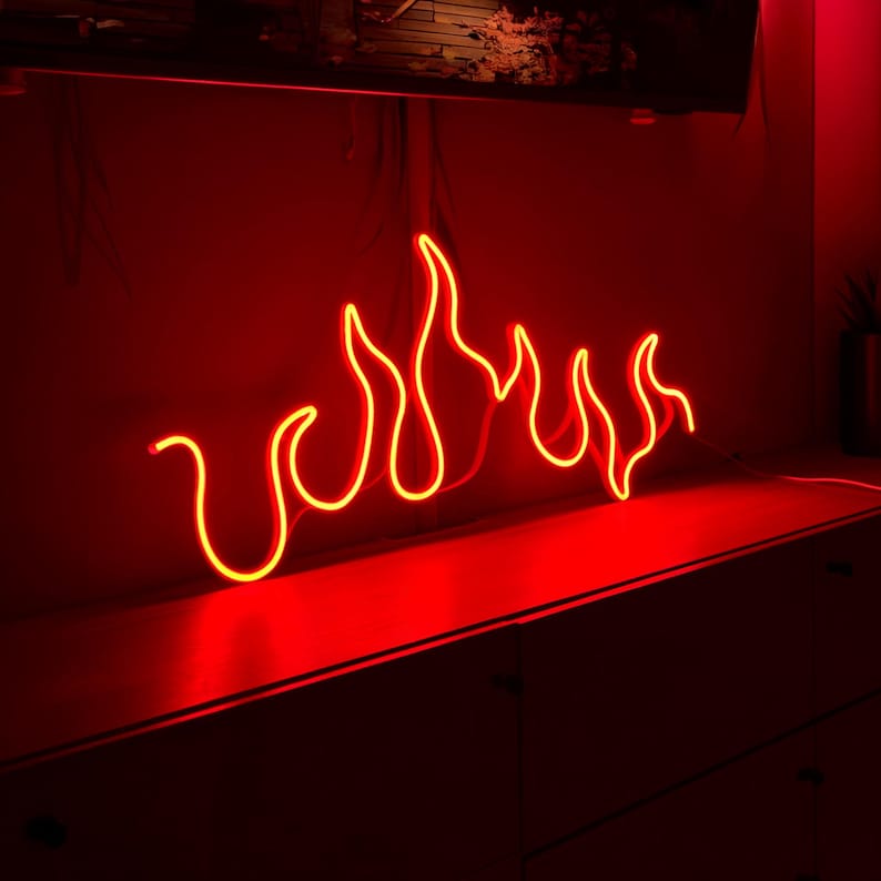 Handmade Fire LED Neon Sign: Modern Wall Art Decor - Etsy