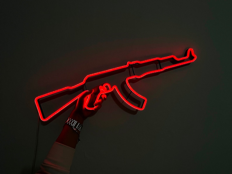 Gun Led Neon Signs AK 47 Gift Pistol LED Neon Lights Gun Wall Etsy Canada