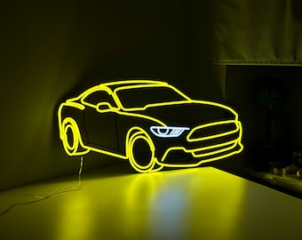 Car Neon Sign, LED Neon Sign, Automotive Wall Decor, Car Garage Sign, Classic Mustang Car Wall Art, Custom Neon Sign, Gift for Car Lover