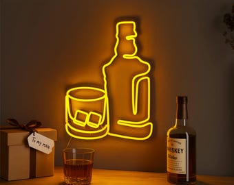 Whiskey Garage Bar Neon Sign: Rustic Man Cave LED Wall Art