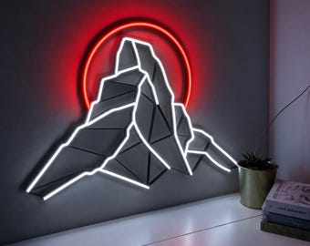 Mountain Neon Sign, Climbing Wall Decor, Bouldering Room LED Light, Rock Climber Training Area, Climbing Gym Wall Art, Climber Gift
