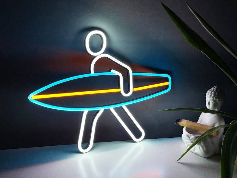 Surf Neon Sign Sea Led Ocean Art Light Sign Led Logo Wave Wall - Etsy