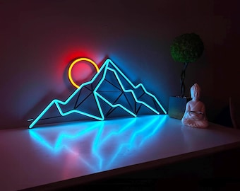 Custom Neon Sign: Mountain LED Wall Art