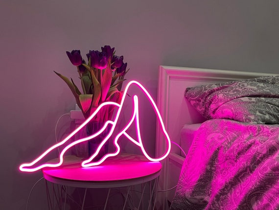 Leg Body Women Girl Neon Wall Decor Leg Decoration Home Art Mural