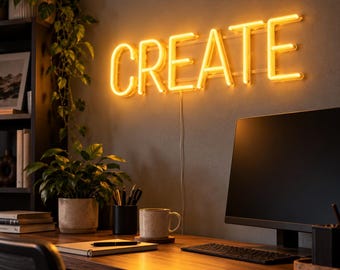 Custom Motivational Neon Sign, Home Office LED Wall Light, Personalized Quote Neon, Entrepreneur Workspace Decor, New Job Gift