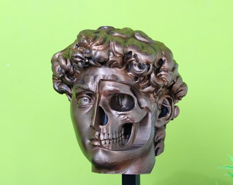 3D Printed Wall Mounted David skull Head. 3D Printed wall decor. David head Wall Hanging Sculpture. Faux copper.