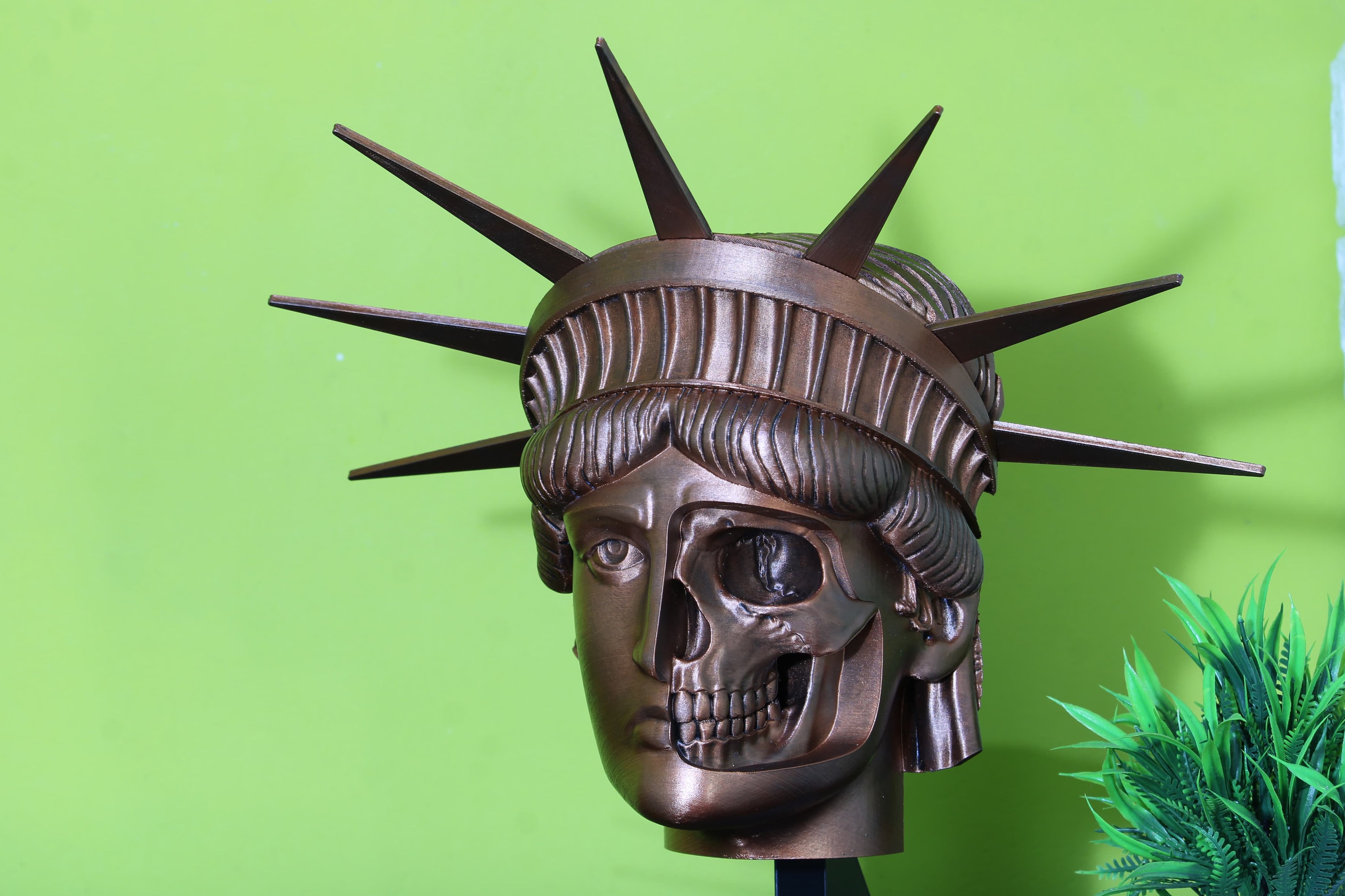 Wall Mounted Statue of Liberty Skull Head. 3D Printed Wall Decor