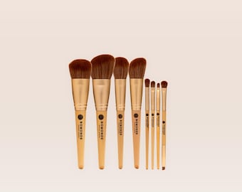Vegan 8-Piece Makeup Brush Set | Mineral Makeup Essentials in Hessian Bag