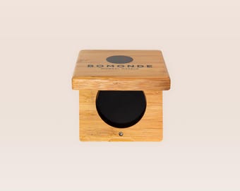 Delineador em pó mineral vegano, delineador natural, maquiagem para olhos sensíveis, delineador de longa duração, beleza limpa, estojo de bambu recarregável