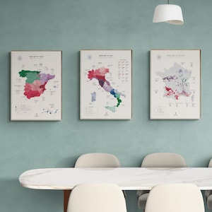 Wein Karten - Alte Welt Wein Bündel Frankreich, Italien, Spanien | Weinregionen, Appellationen l Geschenk für Weinliebhaber, Liebhaber | Weingut Verkostung