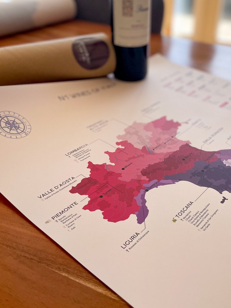 Wine Maps Old World Wine Bundle France, Italy, Spain Wine Regions, Appellations l Gift for Wine Enthusiast, Lovers Winery Tasting image 6