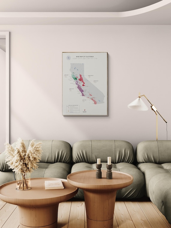 California Wine Map Poster: AVA Regions Art for Sommeliers - Etsy