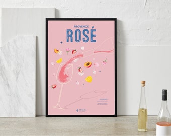 Wine Poster: Rose Lover Wall Art, Gift for Wine Enthusiasts, Provence