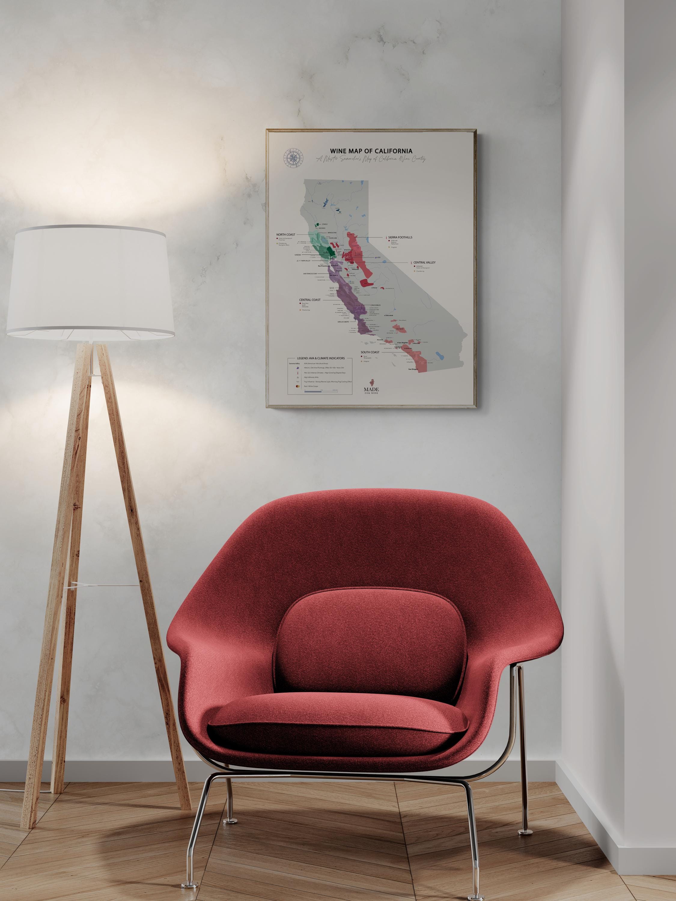 California Wine Map Poster: AVA Regions Art for Sommeliers - Etsy