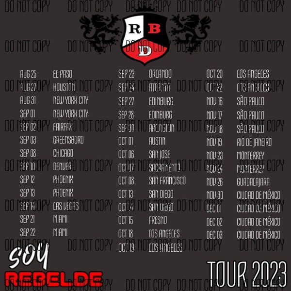 Rebelde Tour 2023 Svg Dates Etsy
