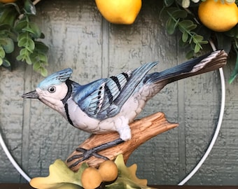 Vintage Andrea by Sadek Blue Jay Bird Porcelain Figurine Vintage Andrea by Sadek Blue Jay Bird Porcelain Figurine