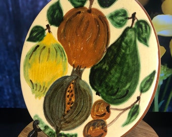 Vintage Spanish Hand Painted Art Pottery Fruit Plate Puigdemont