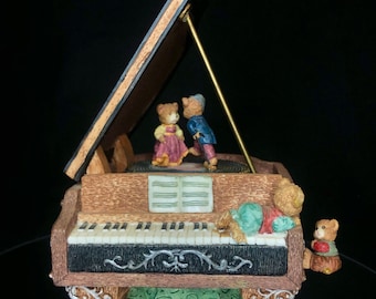 Vtg Teddybär Spieluhr Grand Piano - Kingstate Corp. Sound of Music