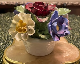 Vintage Aynsley England Fine Bone China Flower Basket Bouquet