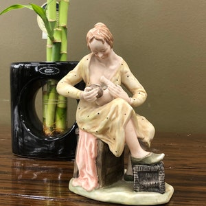 Vintage ARNART Bisque Porcelain Figurine With Woman Mother Nursing Baby