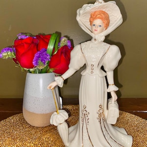 Vintage Estate Lady Figurine “Grand Voyage” Lenox Fine Porcelain, Gold Trimmed • Gift /Heirloom Gift