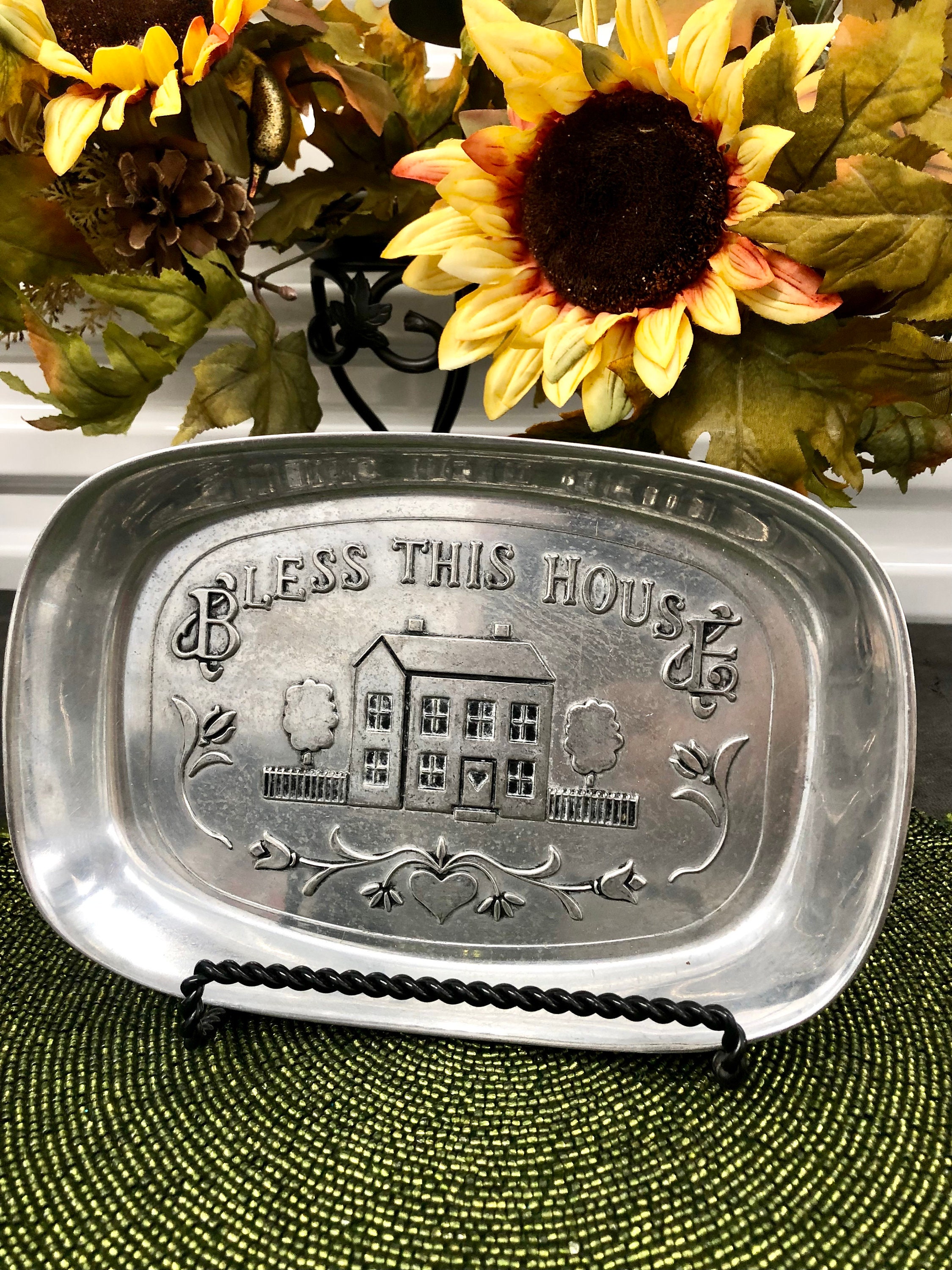 Bless This House Wilton Armetale Pewter Serving Dish/decorative